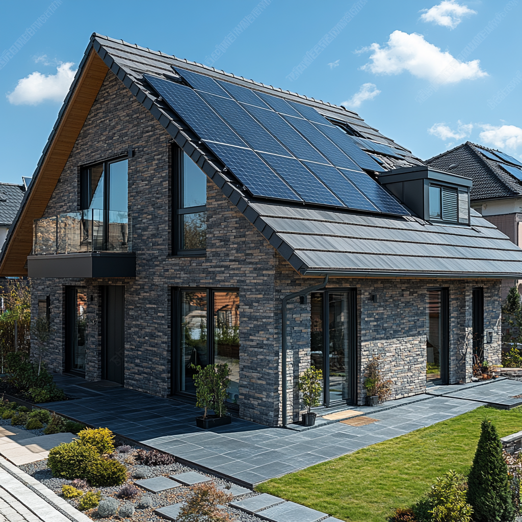 Photovoltaik-Anlage - modernes Haus - Erneuerbare Energien